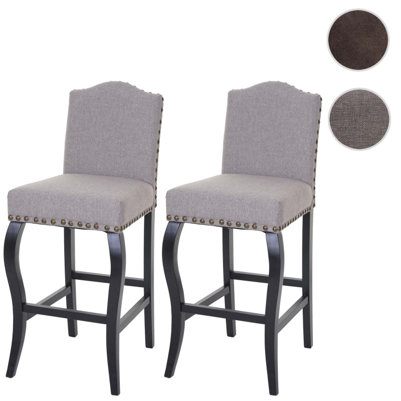 2x tabouret de bar chaise de comptoir, Chesterfield tissu - gris