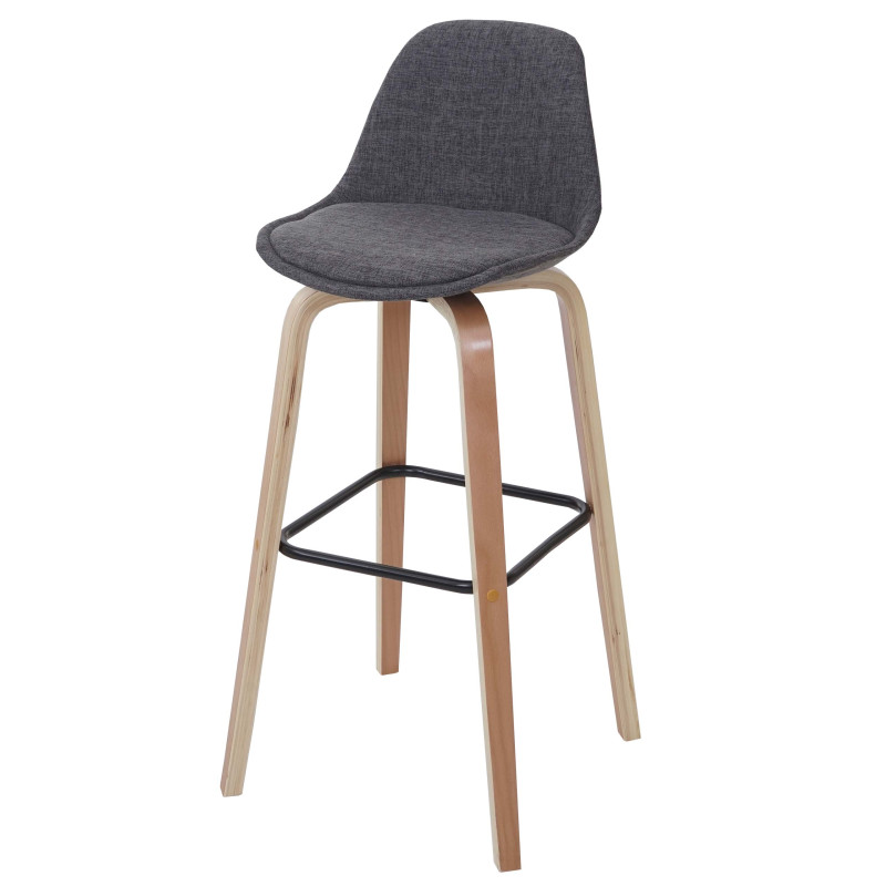 2x tabouret de bar chaise de comptoir avec dossier - tissu, gris