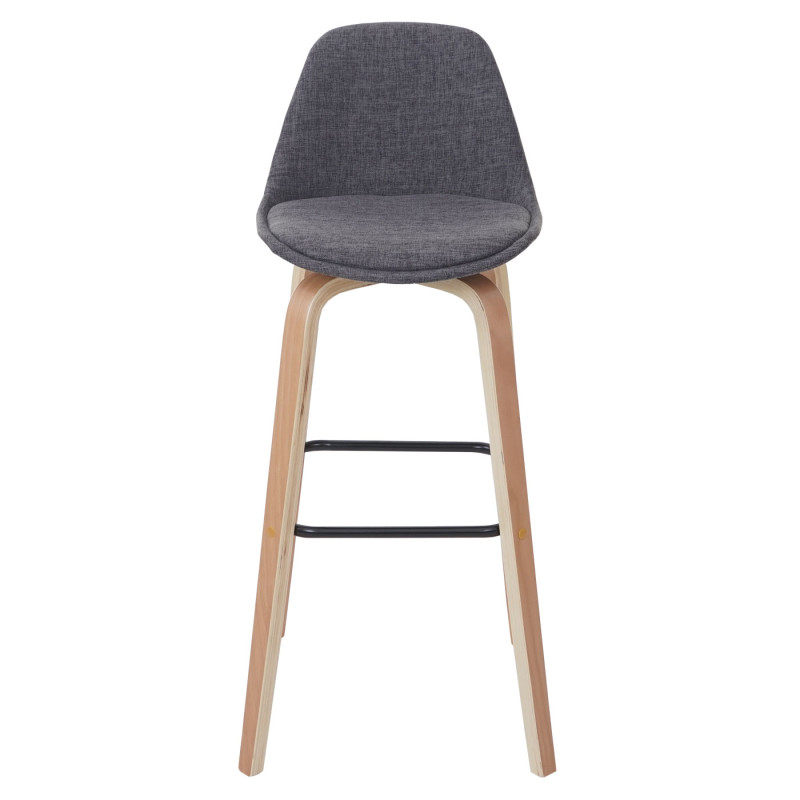 2x tabouret de bar chaise de comptoir avec dossier - tissu, gris