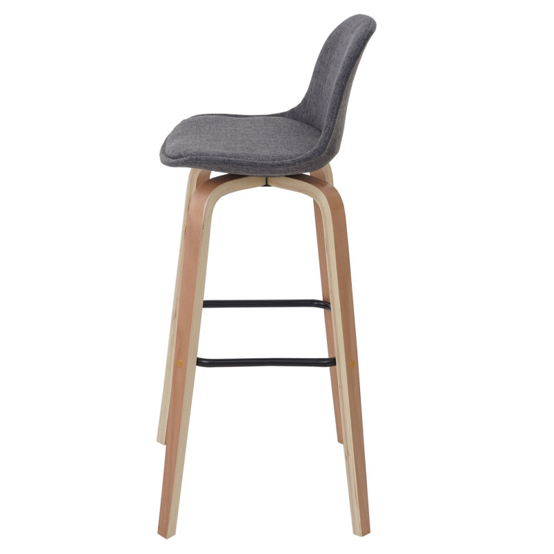 2x tabouret de bar chaise de comptoir avec dossier - tissu, gris