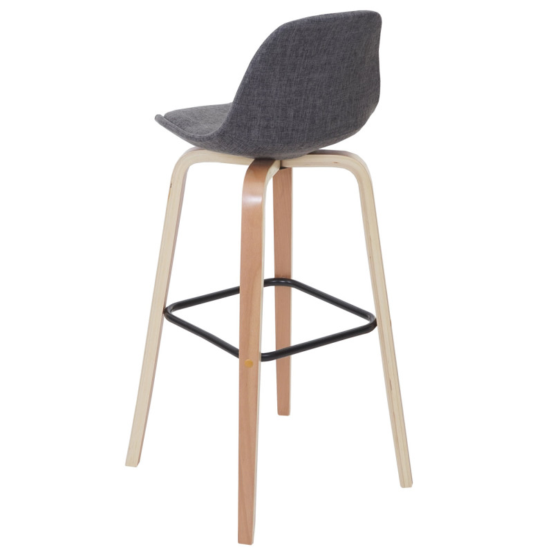 2x tabouret de bar chaise de comptoir avec dossier - tissu, gris