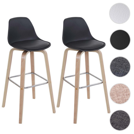 2x tabouret de bar chaise de comptoir avec dossier - similicuir, noir