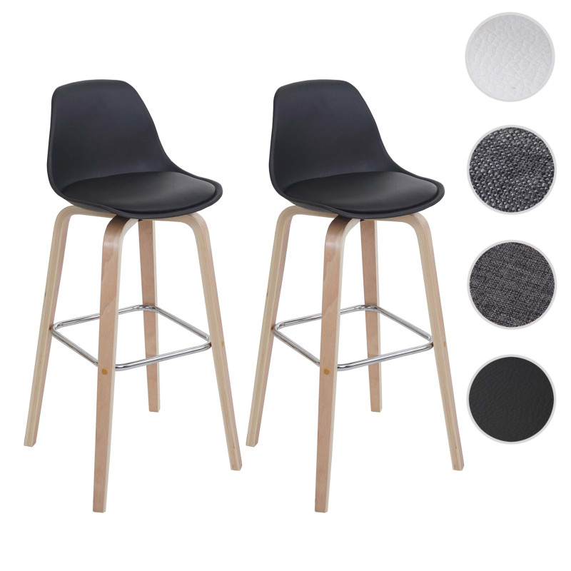 2x tabouret de bar chaise de comptoir avec dossier - similicuir, noir