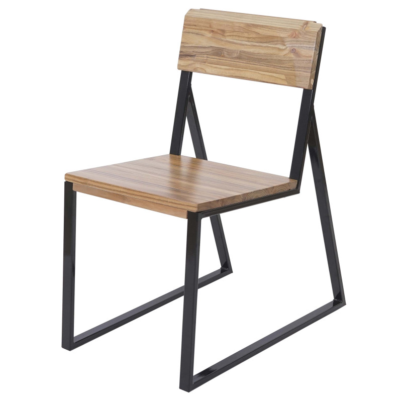 2x chaise de salle à manger fauteuil, bois d'orme métal design industriel - clair