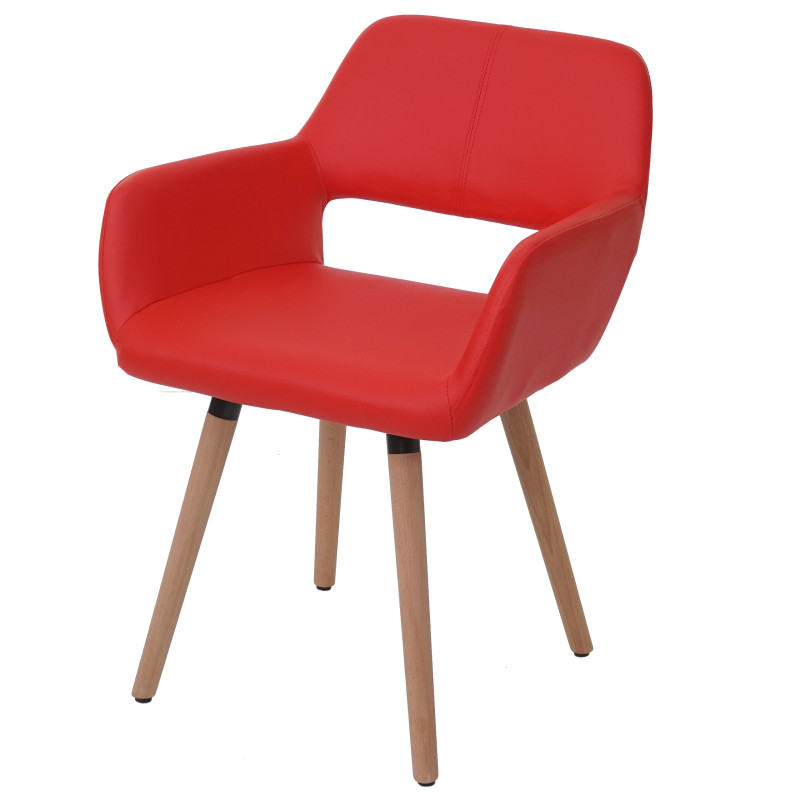 Chaise de salle à manger II, fauteuil, design rétro des années 50 - similicuir, rouge