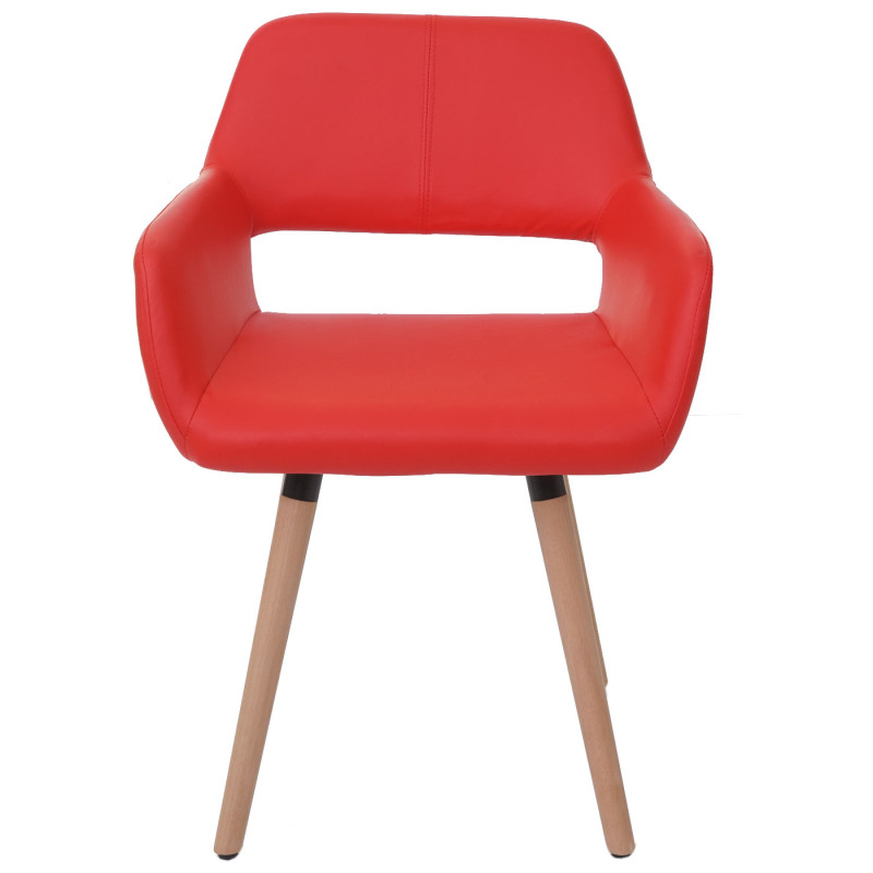 Chaise de salle à manger II, fauteuil, design rétro des années 50 - similicuir, rouge