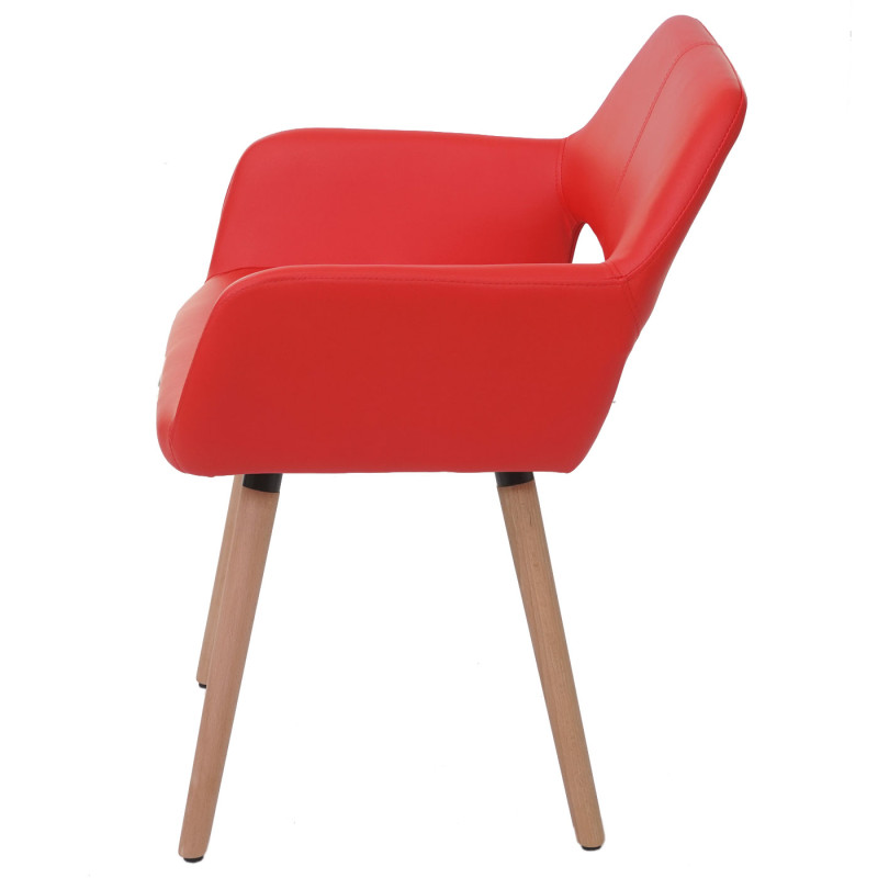 Chaise de salle à manger II, fauteuil, design rétro des années 50 - similicuir, rouge