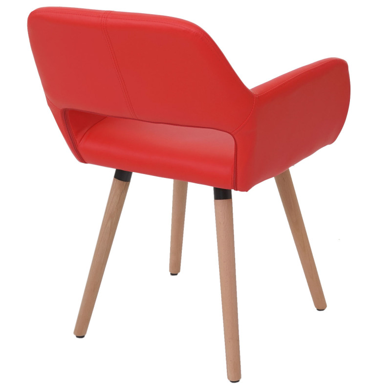 Chaise de salle à manger II, fauteuil, design rétro des années 50 - similicuir, rouge