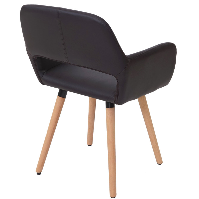 Chaise de salle à manger II, fauteuil, design rétro des années 50 - similicuir, marron