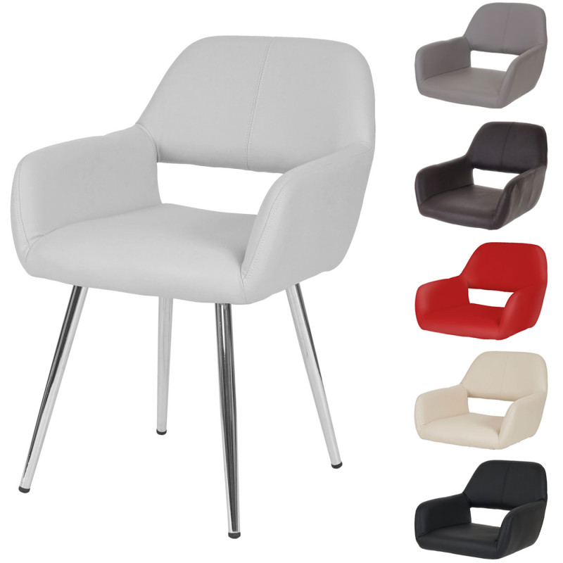 Chaise de salle à manger design rétro, cuir synthétique - gris