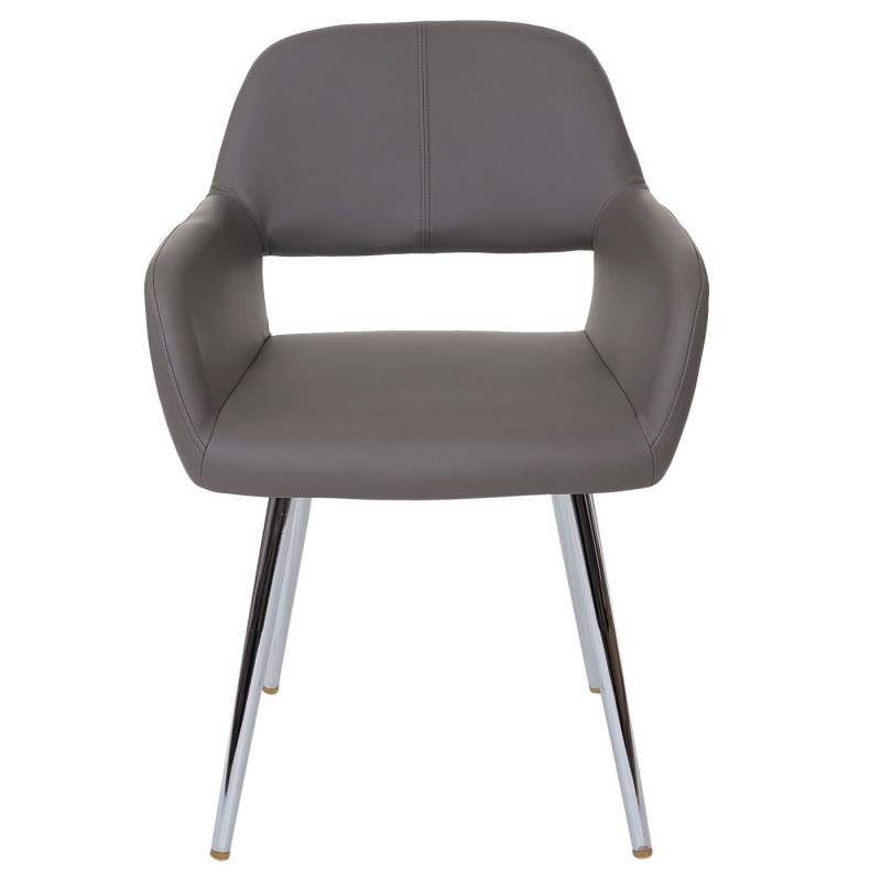 Chaise de salle à manger design rétro, cuir synthétique - gris