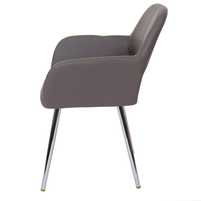 Chaise de salle à manger design rétro, cuir synthétique - gris