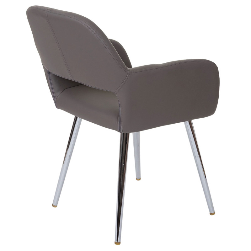 Chaise de salle à manger design rétro, cuir synthétique - gris