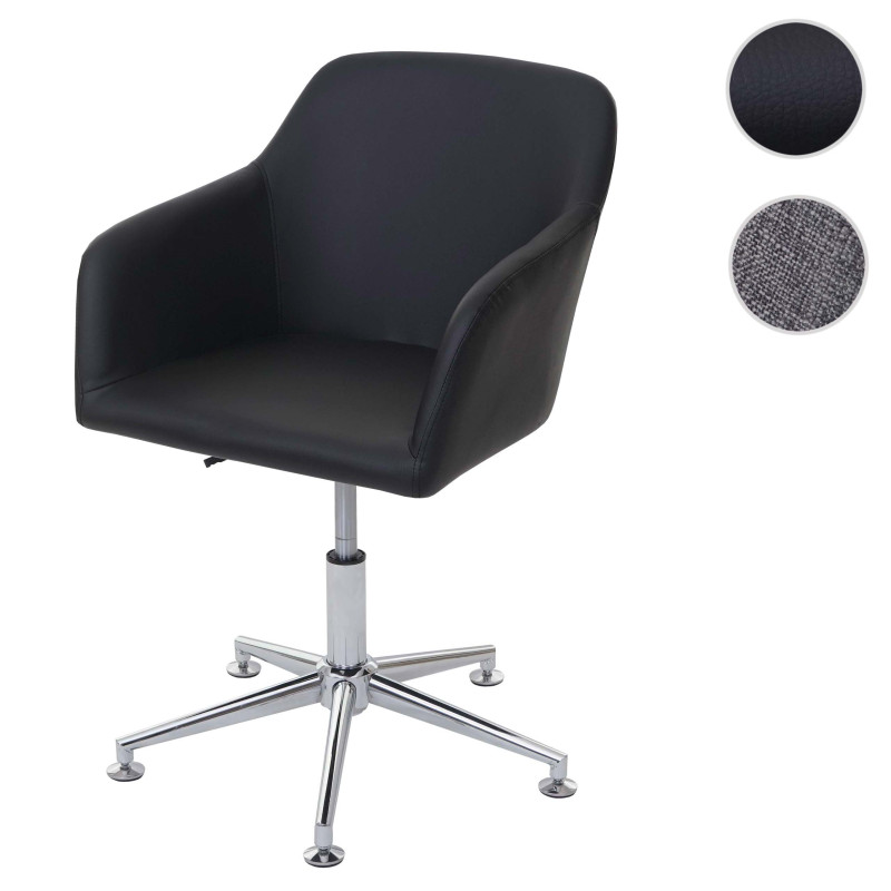 Chaise de salle à manger fauteuil pivotant, réglable en hauteur - tissu, gris