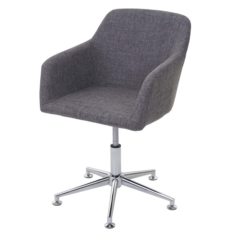 Chaise de salle à manger fauteuil pivotant, réglable en hauteur - tissu, gris