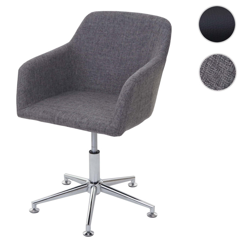 Chaise de salle à manger fauteuil pivotant, réglable en hauteur - tissu, gris