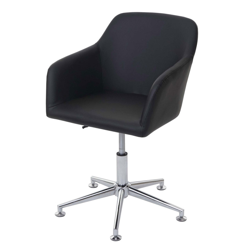 Chaise de salle à manger fauteuil pivotant, réglable en hauteur - similicuir, noir