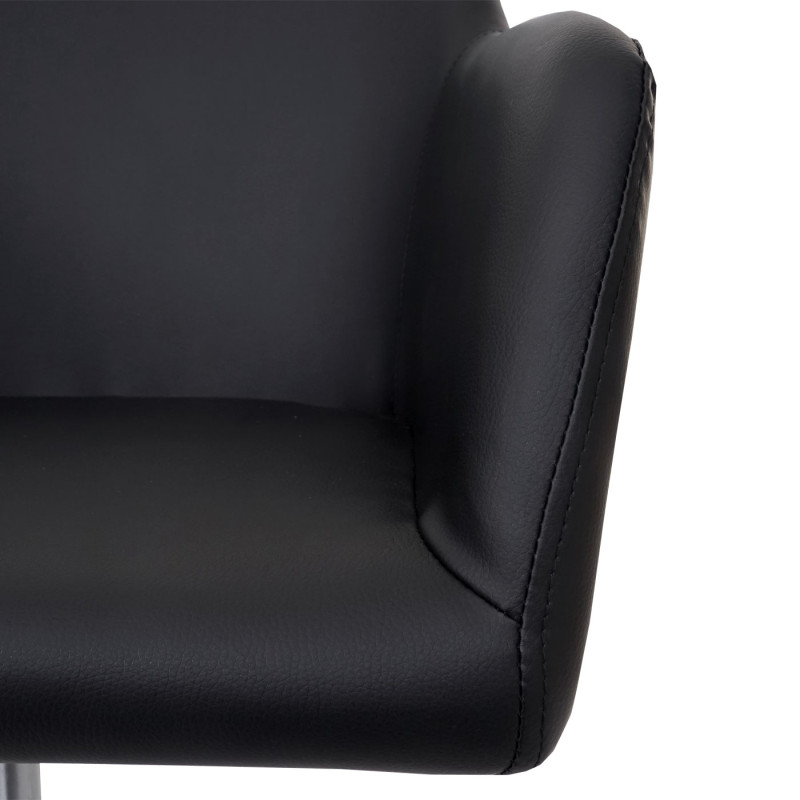 Chaise de salle à manger fauteuil pivotant, réglable en hauteur - similicuir, noir