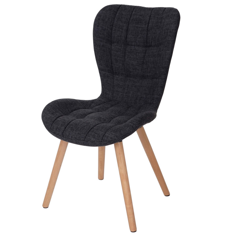 2x chaise de salle à manger fauteuil, style rétro années 50 - tissu, gris foncé