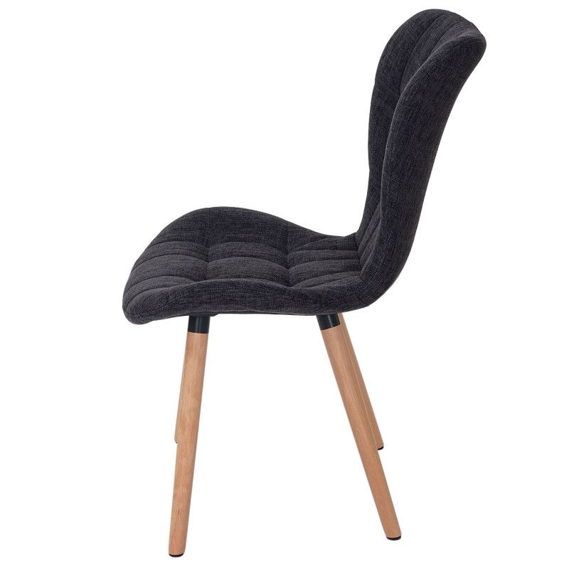 2x chaise de salle à manger fauteuil, style rétro années 50 - tissu, gris foncé