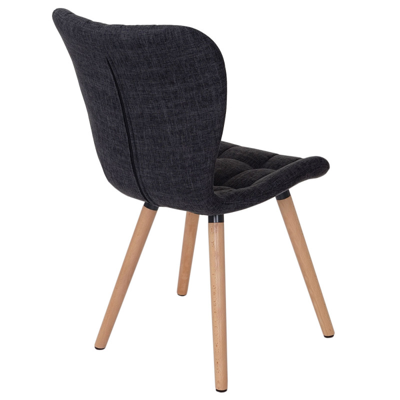 2x chaise de salle à manger fauteuil, style rétro années 50 - tissu, gris foncé