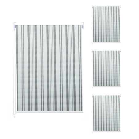 Lot de 4 stores à enroulement 100x160cm protection solaire opaque - gris/blanc