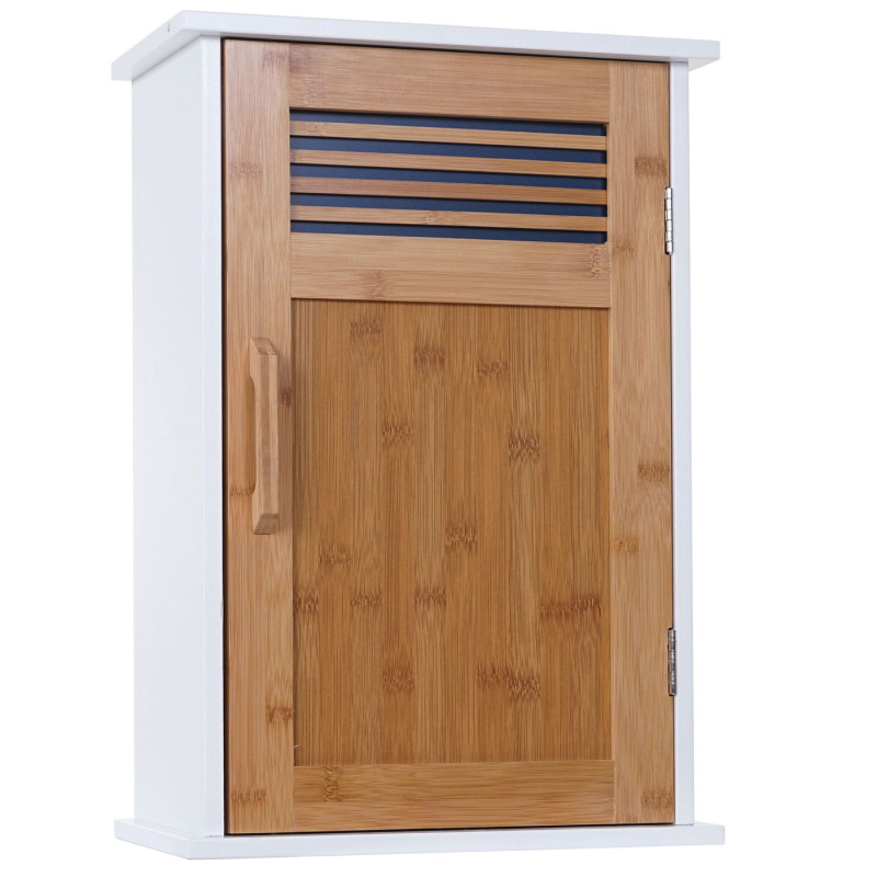 Armoire suspendue de salle de bains meuble de salle de bains, bambou, 52x35x21 cm blanc