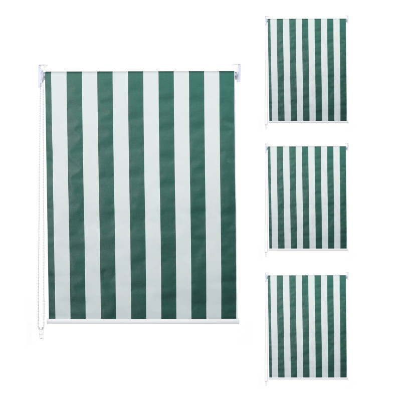 Lot de 4 stores à enroulement 100x160cm protection solaire opaque - vert/blanc