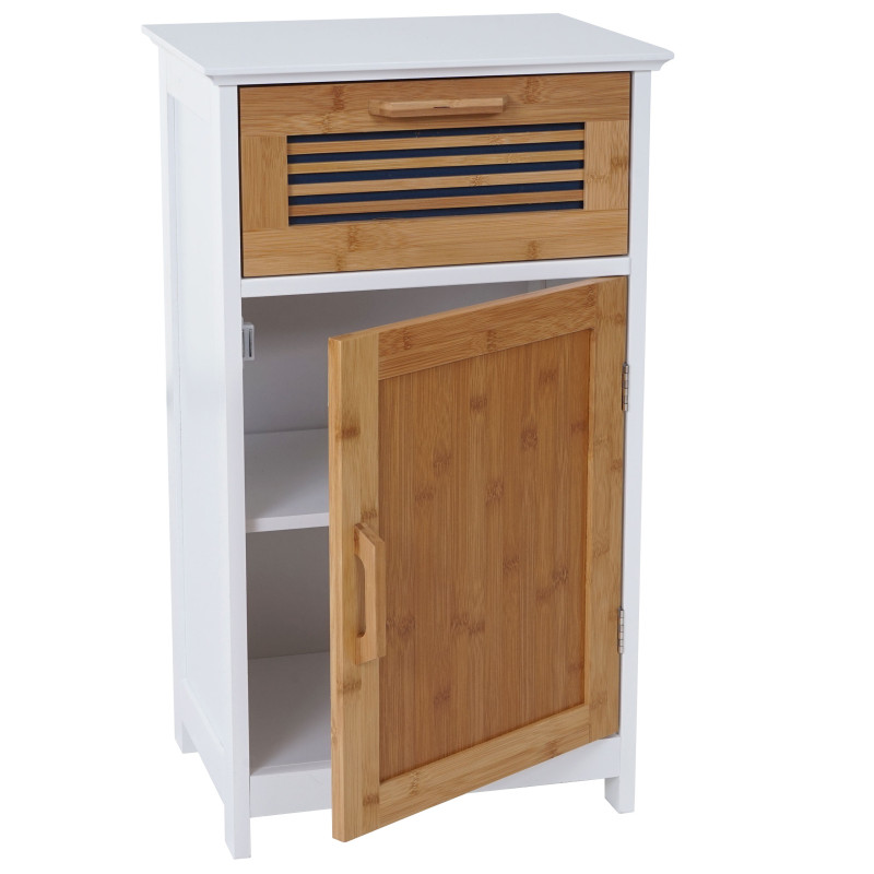 Commode meuble de salle de bains, bambou, 71x40x31cm blanc