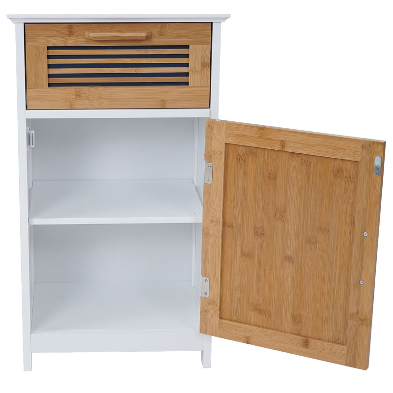 Commode meuble de salle de bains, bambou, 71x40x31cm blanc