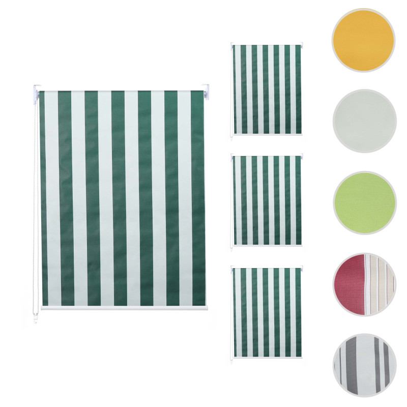 Lot de 4 stores à enroulement 100x160cm protection solaire opaque - vert/blanc