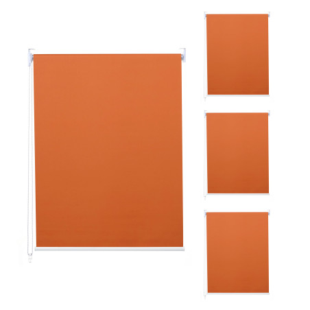 Lot de 4 stores à enroulement 100x160cm protection solaire opaque - orange