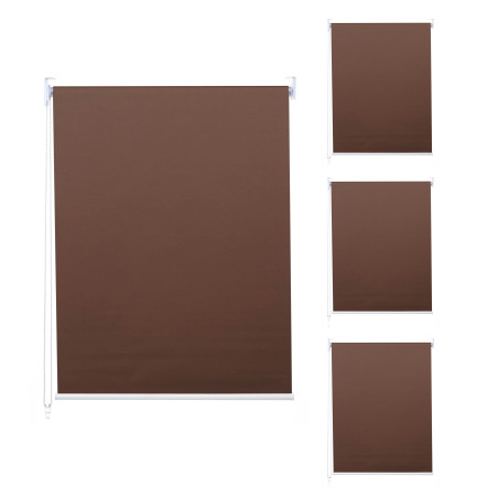 Lot de 4 stores à enroulement 100x160cm protection solaire opaque - brun