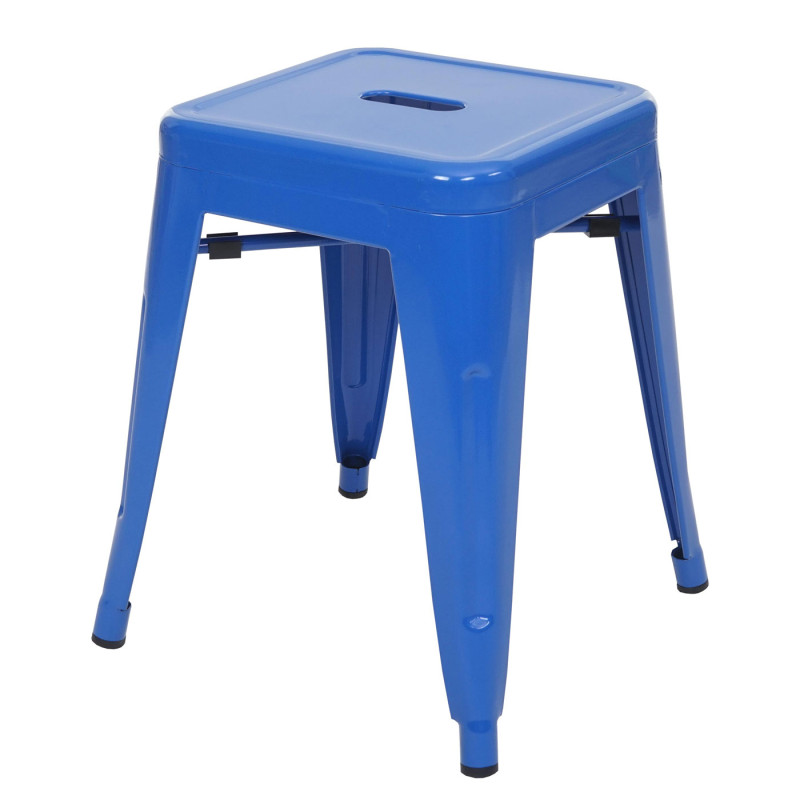 Tabouret en métal désign industriel métallique, empilable - bleu