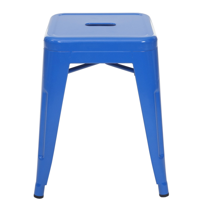 Tabouret en métal désign industriel métallique, empilable - bleu