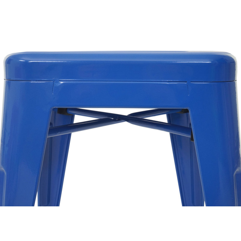 Tabouret en métal désign industriel métallique, empilable - bleu