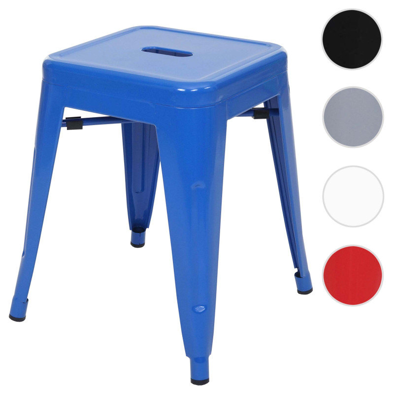 Tabouret en métal désign industriel métallique, empilable - bleu