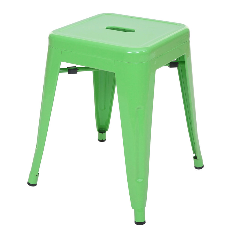 Tabouret en métal désign industriel métallique, empilable - vert