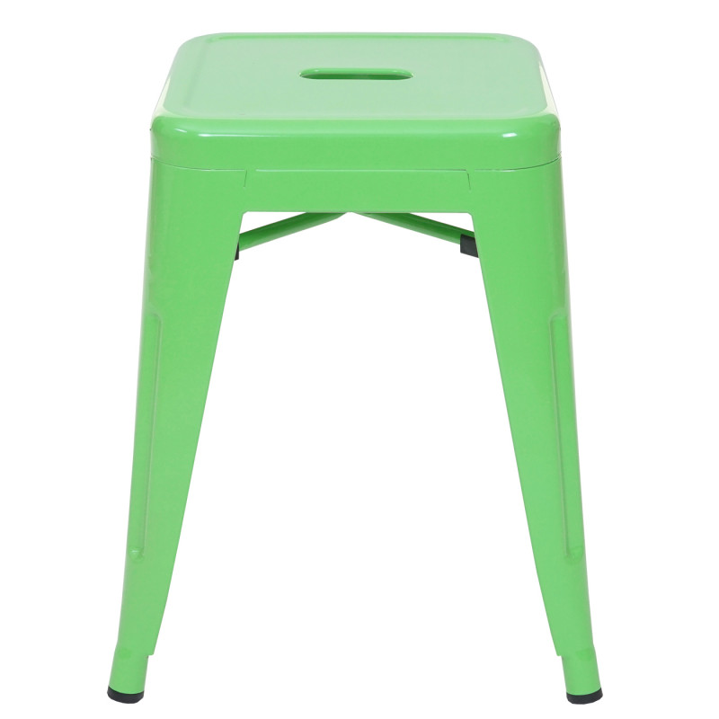 Tabouret en métal désign industriel métallique, empilable - vert