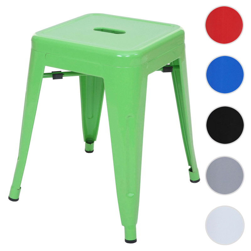 Tabouret en métal désign industriel métallique, empilable - vert