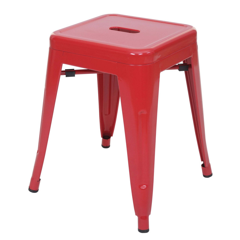 Tabouret en métal désign industriel métallique, empilable - rouge