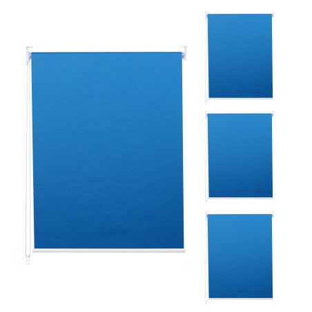 Lot de 4 stores à enroulement 100x160cm protection solaire opaque - bleu