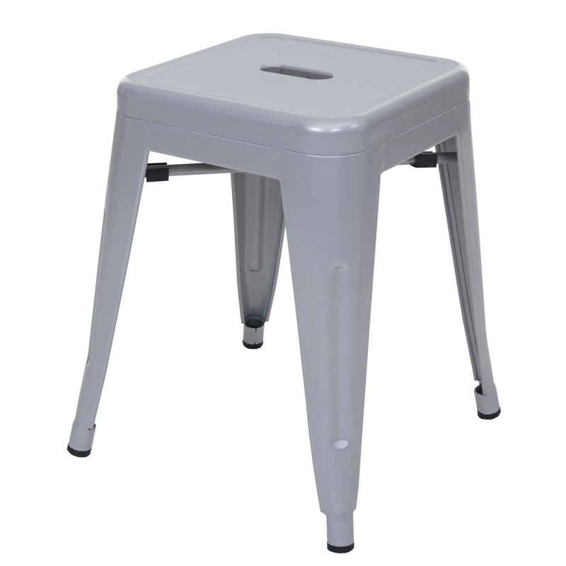 Tabouret en métal désign industriel métallique, empilable - gris