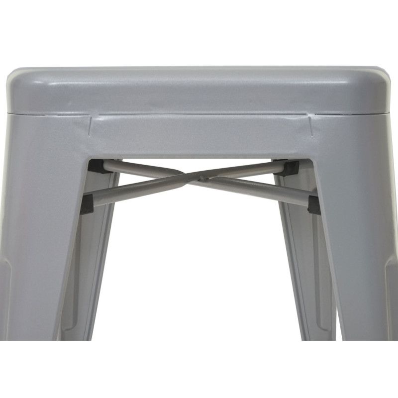 Tabouret en métal désign industriel métallique, empilable - gris