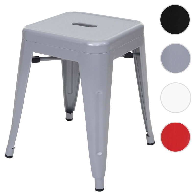 Tabouret en métal désign industriel métallique, empilable - gris