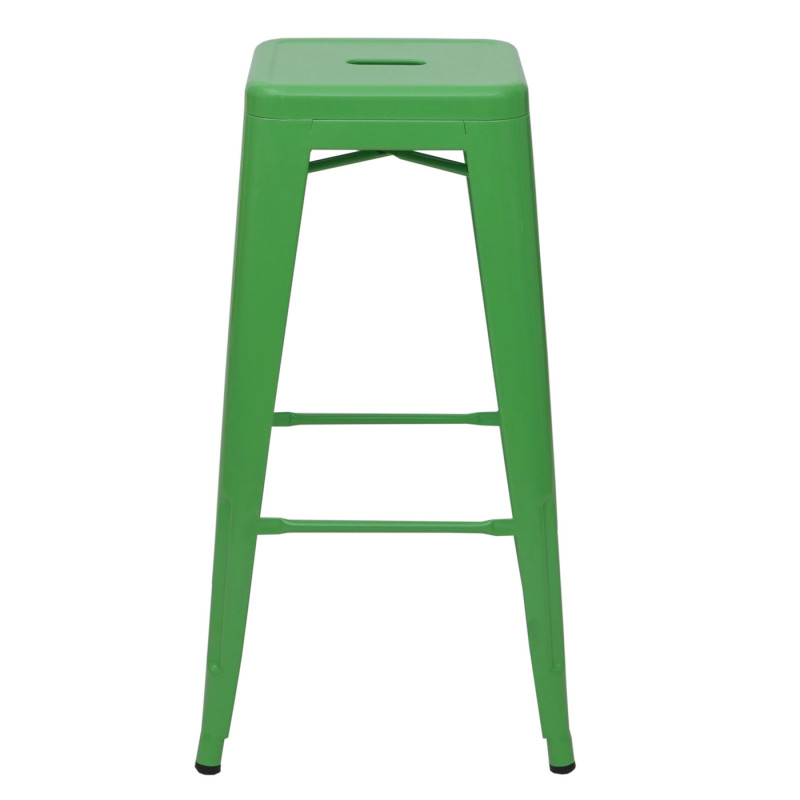 Tabouret de bar chaise de comptoir, métal, empilable, design industriel - vert