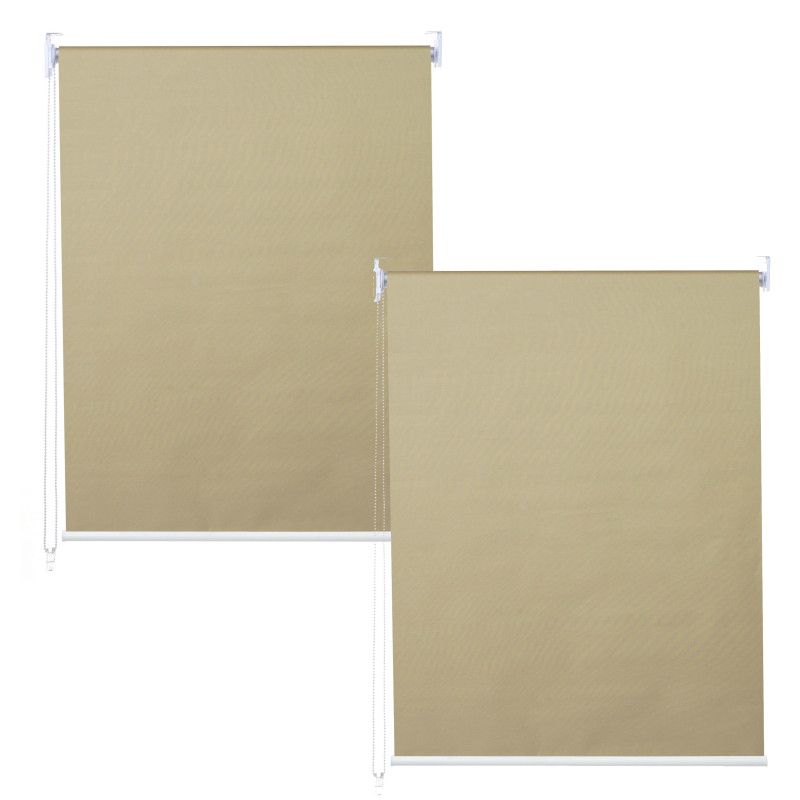 Lot de 2 stores à enroulement 100x160cm protection solaire opaque - beige