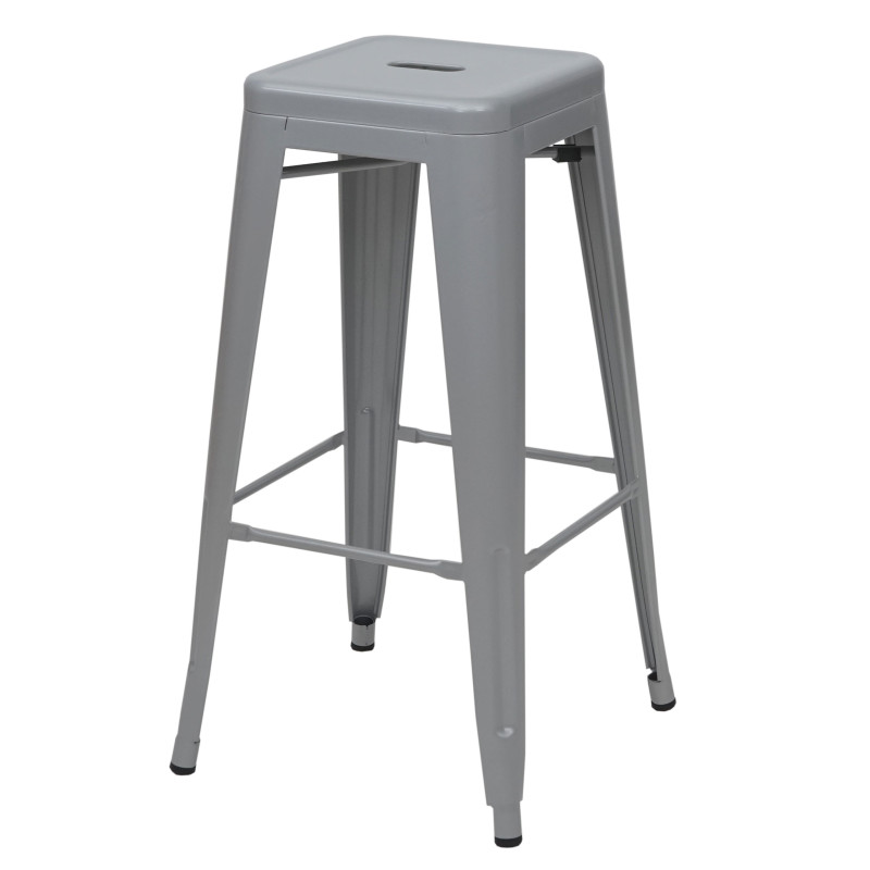 Tabouret de bar chaise de comptoir, métal, empilable, design industriel - gris