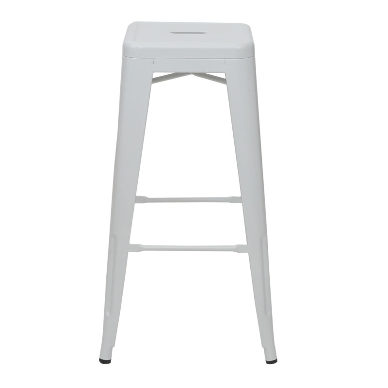 Tabouret de bar chaise de comptoir, métal, empilable, design industriel - blanc