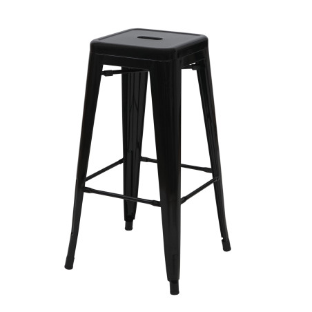 Tabouret de bar chaise de comptoir, métal, empilable, design industriel - noir